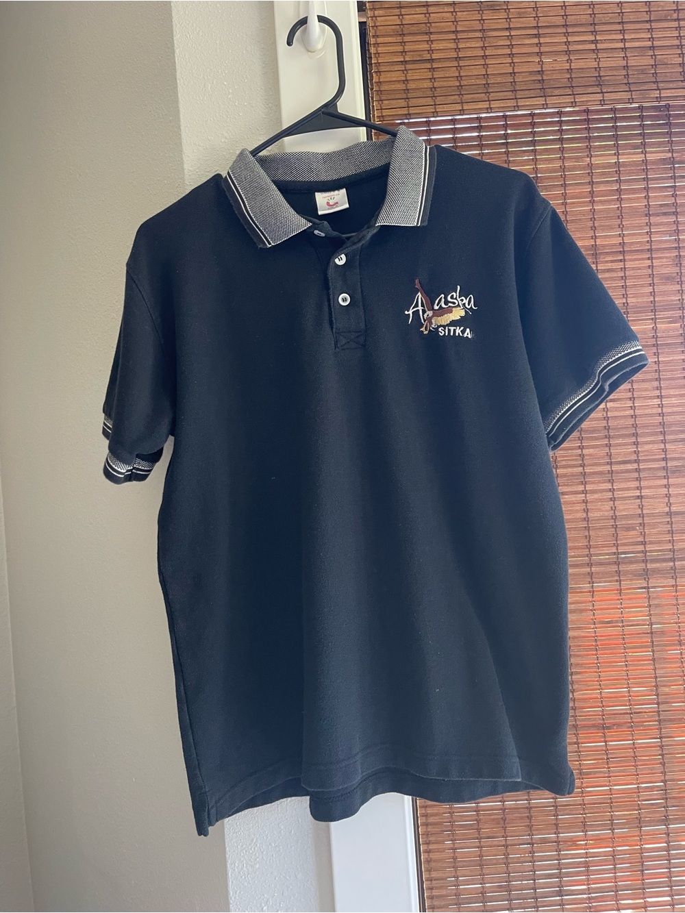 Aasha Sitka Men's Black Polo with Contrast Grey Trim